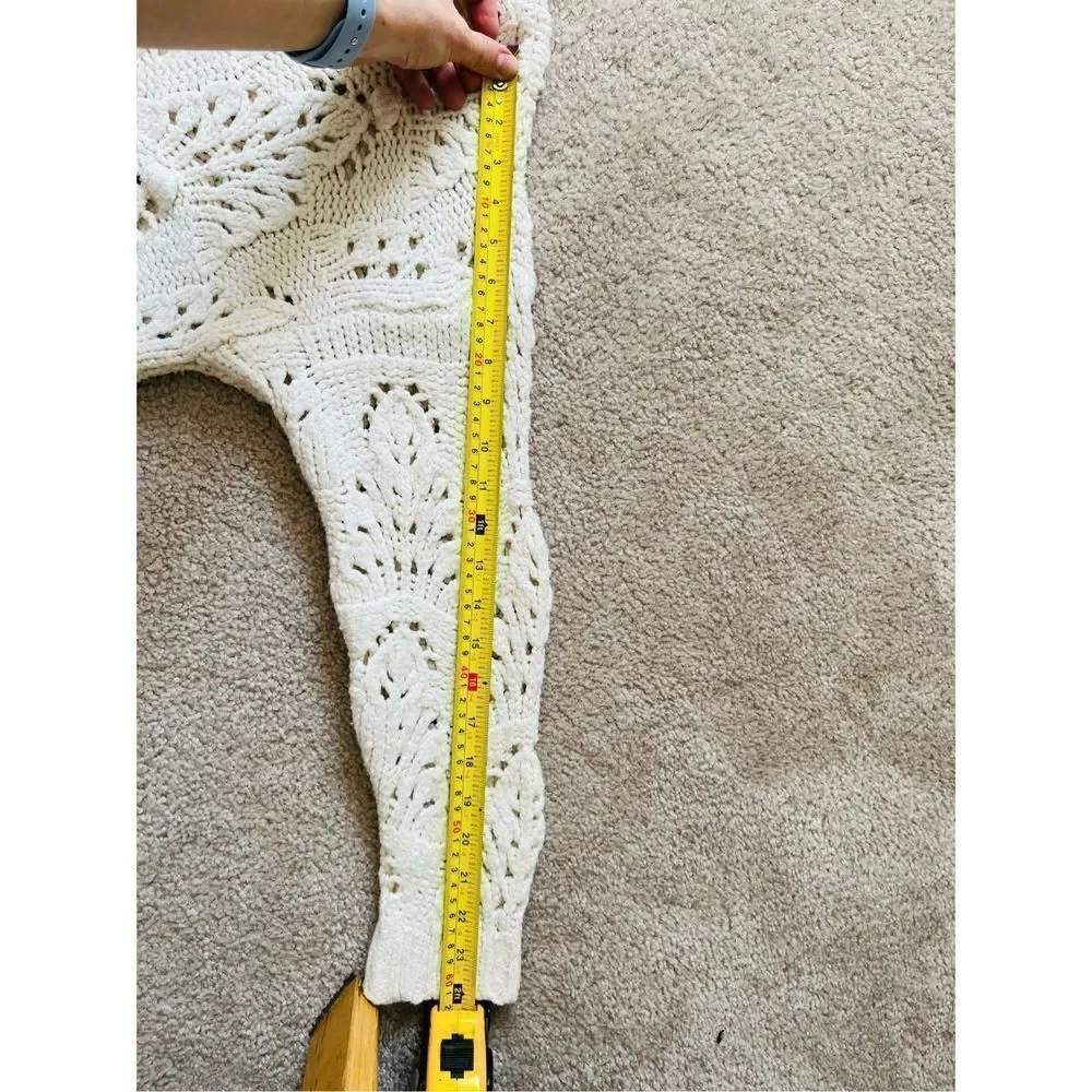 Aerie Cream Pointelle Chunky Knit Sweater Women’s Size S - Picture 6 of 11